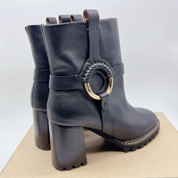 See By Chloe Hana Harness Lug Sole Platform Ankle Boots Black Leather EU 40 - Picture 7 of 12